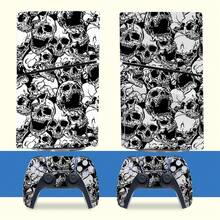 Slim Sticker Set, Black And White Skull Pattern Waterproof Scratch-Resistant Self-Adhesive Vinyl Game Console Skin, Removable No Residue, Includes Full Console + 2 Controller Decorative Films - View 11