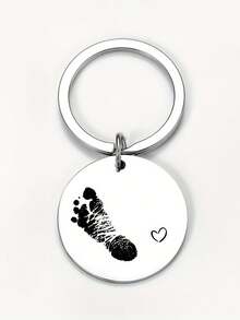 1PC Customized Keychain, Stainless Steel Jewelry, Engraved With Birthday, Name, Weight And Footprint And Handprint, Memorial Gift, Newborn Gift, Family Gift, Bag Accessory, Christmas, Halloween Gift - Multicolor - View 8
