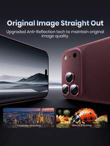 1pc Camera Lens Protector Film Compatible With Iphone 18 Pro/18 Pro Max, Matte Alloy HD High-Definition Metal Frame 9H+ Tempered Glass Cover, Compatible With Phone Case, Strong Adhesion, Full Lens Coverage, Burgundy - Burgundy - View 4