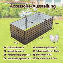 Large Metal Raised Garden Bed, 190x90x64cm Planter With Open Base, Heavy Duty Steel Flower Bed Kit, Weatherproof And Rustproof For Vegetables, Herbs, Flowers And Patio – WALNUT - Brown - View 11