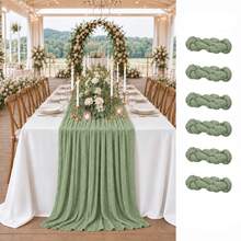 6 Pack Sage Green Cheesecloth Table Runner, Gauze Table Runner, Boho Rustic Sheer Cheese Cloth Fabric Runner, Elegant Table Decor For Wedding, Party, Bridal Shower, Baby Shower, Birthday, Farmhouse Dining Table, Outdoor Events And Home Decor - A - View 1