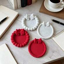 3D Printed Red Bowknot Jewelry Storage Tray, Heart-Shaped Desktop Organizer For Rings And Earrings - Multicolor - View 2