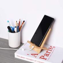 10pcs Bamboo Phone Stand Set, All-Season Natural Bamboo Desktop Organizer Charging Station, Portable Design Suitable For Office And Bedroom, Modern Style Wooden Decor - Bamboo Phone Stand - View 5