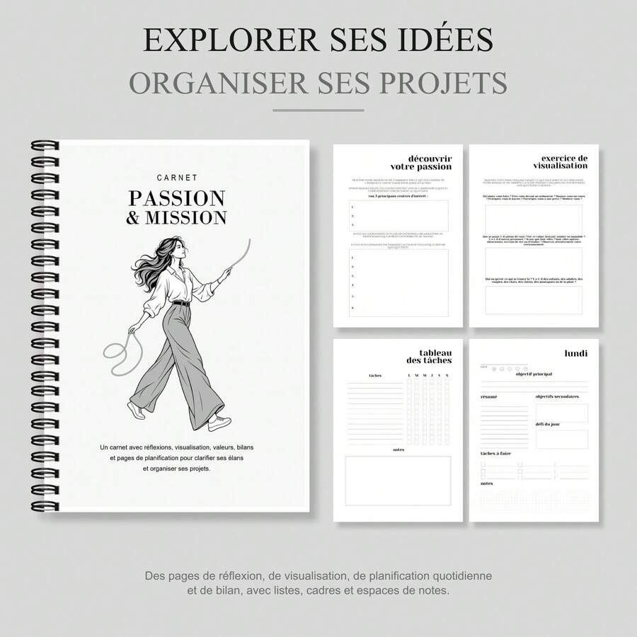Spiral Notebooks For Finding Your Passion, Life Purpose And Self Discovery With Guided Reflection Prompts, Visualization Exercises, Personal Mission And Values Pages, Weekly Goal Planning, Daily Action Lists And Annual Review - A5 - View 1