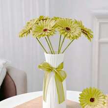 6/12pcs Artificial Gerbera Daisy (Silk Material), Faux Sunflower, Bulk Artificial Flower Bouquet, Suitable For Wedding Bridal Bouquet, Party, Home Kitchen Decor, Autumn Decoration, Etc. - Mint Green - View 7