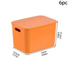 6pcs Storage Box Set, Large Capacity Storage, Dust-Proof Design With Lid, Two Side Handles, Easy To Transport, Stackable To Save Space - View 5