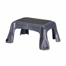 Plastic Step Stool, In-Mold Tread, 1-Step, Gray - Single - View 1