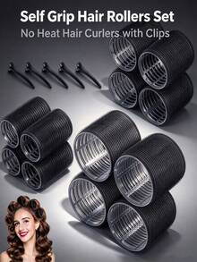 Self Grip Hair Rollers Set, No Heat Hair Curlers With Clips For DIY Hairstyle - Multicolor - View 1