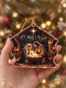 2D Flat Printed Acrylic Religious Blessing Hanging Gift, Suitable For Home, Friends, Holiday Home Decor, Christmas Tree Decoration, Nativity Scene Scripture Pendant, Christmas Tree Wall Hanging Decor, Car Rearview Mirror Religious Decoration - Multicolor - View 8