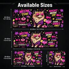 1pc Retro Neon Cool Cat Desk Mat, Y2K Palm Tree Donut Cherry Print Large Gaming Mouse Pad, Non Slip Desktop Protector For Game Room - View 5
