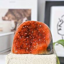 Batu Kristal Geode Oranye/Hijau/Amethyst Langka - Gugusan Batu Kuarsa - Ornamen Batu Kristal Mineral - Untuk Dekorasi Kantor dan Hadiah - Kristal Mineral - Jeruk - View 9