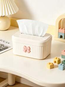 1pc White Cloud With Pink Bow Accessory Children's Room Baby Room Desktop Tissue Box,Room Decor,Baby Essentials Newborn,Baby Stuff,Baby Girl Stuff - Multicolor - View 7