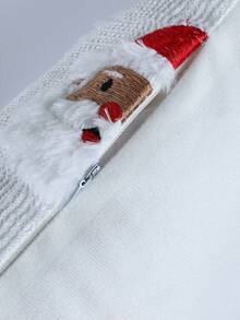 1pc Tufted Embroidered Santa Claus Pillow Case, Sofa Decorative Throw Pillow Cover, Holiday Party Decoration Pillow Case Santa Claus - Multicolor - View 2