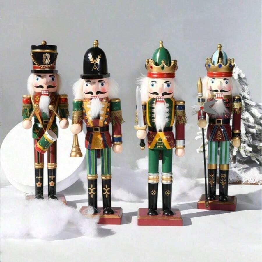 1pc 18CM Wooden Nutcracker Soldier Puppet Figurine, Vintage Christmas Decor Ornament, Ready Stock - 1PC - View 1