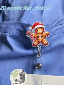 2D Flat Acrylic Christmas Nutcracker Shaped ID Badge Holder - Retractable Badge Clip, Suitable For Medical Students And Nurses; Made Of PMMA Material, Suitable For Workplace Identification; Fun Design, Essential Accessory For Nurses, Christmas Gift, Teacher Gift - Multicolor - View 2