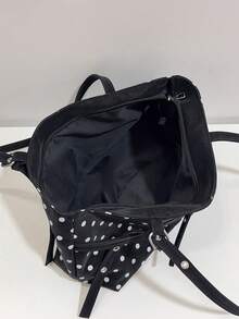 1pc Black Large Capacity Polka Dot PU Patchwork Tote Bag With Strap Decoration, Women's Shoulder Bag - Black - View 5