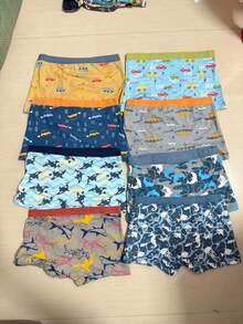8 Buah Celana Dalam Boxer Anak Laki-Laki, Set Pakaian Dalam Motif Mobil & Hewan Laut yang Lucu, Elastis dan Nyaman, Perlengkapan Harian untuk Anak Laki-Laki - MultiWarna - View 2