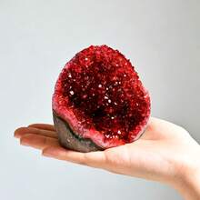 1pc Rare Red Geode Quartz Cluster, Mineral Vug Specimen Free Standing Freeform, DIY Creative Gifts And Accessories, Perfect Home Decorative - Red - View 1