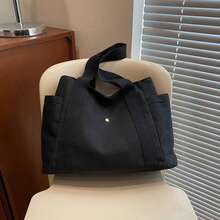 1 Large Capacity Canvas Tote Bag, Multi-Pocket Shoulder Bag, Reusable Shopping Bag, Comfortable Handle, Easy To Carry, Suitable For Daily Use And Gifting, Portable Handbag, Suitable For School, Work, Travel And Shopping - Multicolor - View 9