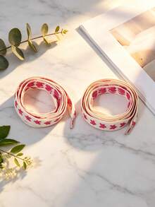 1 Pair 120CM Red Rose Star Pattern Wide Shoelaces Fit For Training Shoes, Canvas Shoes, Skate Shoes, Versatile Replacement Decorative Shoelaces/Shoelaces Only, Shoes Not Included - Multicolor - View 6