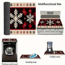 (Hot !!) 1pc 2D Printed Christmas Snowflake Design, Flat Stove Protector Mat, Rubber Non-Slip Heat-Resistant Stove Cover Pad, Suitable For Induction Cooktop, Glass Stove, Multi-Functional Scratch-Resistant Mat, Perfect Choice For Oven, Washing Machine, Dryer, Kitchen Decor - Multicolor - View 9