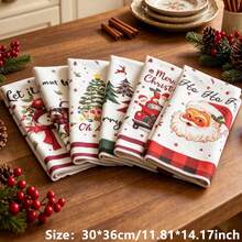 5pcs Buffalo Plaid Christmas Tree Santa Claus Snowman Theme Kitchen Towels, Snowflake & Heart Pattern, Seasonal Bathroom Decor, Suitable For Christmas Kitchen Cooking & Baking, Holiday Home Decor Choice - Multicolor - View 22