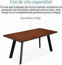 Mesa de Comedor Extensible de Madera Ingenieril, Mesa Ampliable Moderna de 47 hasta 63 Pulgadas para 6 Personas, Mesa de Cocina con Hoja Extensible y Cierres Metálicos, Soporta hasta 125 Libras, Color Marrón Café - Marrón - Ver 5