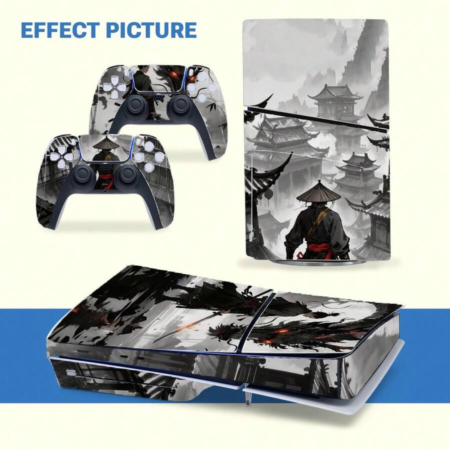 1 Set Printed Pattern Skin Stickers For Slim Game Console, Waterproof Scratch-Resistant Personalized Decorative Protective Film For Controller - View 1