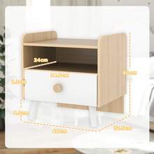 AIYAPLAY Kids Bedside Table With Drawer And Open Storage Shelf, White - White - View 4