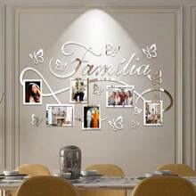 Butterfly Collage Acrylic Mirror Wall Sticker, Butterfly And Frame Combination Collage Home Decor, Suitable For Mirror Wall Decoration, Room Decoration, Home Decoration, Bathroom Decoration, Living Room Decoration - A - View 3