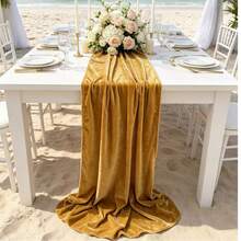 Velvet Table Runner 20 X 120 Inches 10 Feet Luxury Thick Soft Velvet Christmas Thanksgiving Wedding Reception Table Runner Party Reception Decoration - Gold - View 14