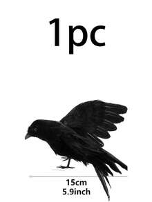 1pc Realistic Crow Decor With Black Feathers And Shoulder Strap, Suitable For Gothic Cosplay, Halloween And Christmas Celebrations (No Battery Required) - View 16