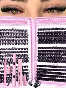 600pcs DIY Eyelash Extension Kit, Professional And Suitable For Beginners, Create Salon-Style Look With DIY Faux Mink Eyelashes, Ultimate Eyelash Set Gift Box - Includes All Necessary Items: Multiple Styles Of False Eyelashes, Glue, Remover, Tweezers, Perfect For Home DIY Beauty - Multicolor - View 9