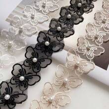 1 Yard Beaded Butterfly Embroidered Lace Trim, Skirt Hem Bag Curtain DIY Decorative Accessory - Lace - View 7