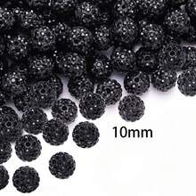 45pcs 10mm Colorful Shiny Round Disco Beads, Sparkling Clay Rhinestone Spacer Beads, Rhinestone Jewelry, Necklace, Bracelet, Earrings, Jewelry DIY Materials, Party Decoration, Valentine's Day Gift - 45pcs - View 4