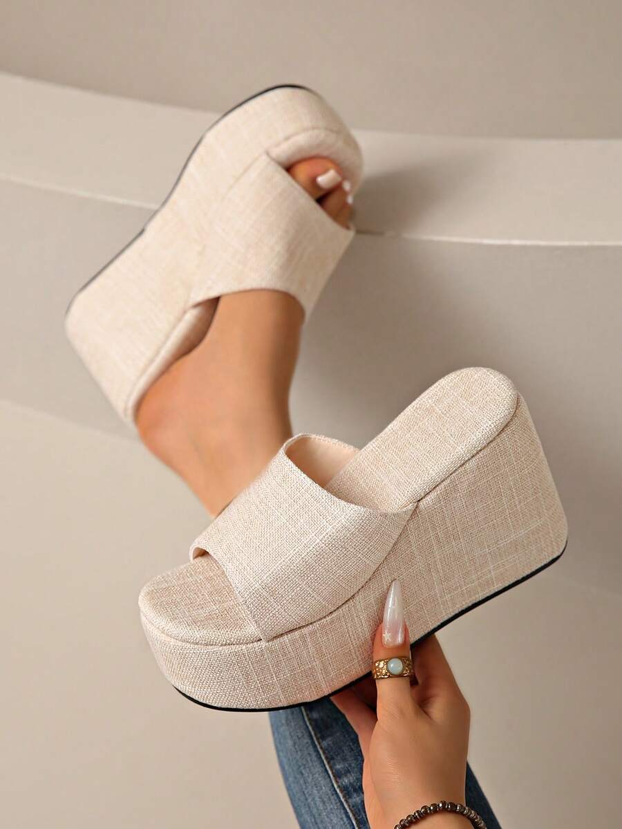 2026 New Women's Suede Thick Sole Wedge Slip-On Sandals, Open Toe High Platform Summer Casual Walking Beach Shoes