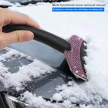 1pc Rhinestone Car Snow Scraper Ice Scraper, Crystal Windshield Snow Removal Tool, Shiny Winter Car Accessory, Car Window Ice And Snow Remover, Cute Snow Cleaning Tool - A - View 9