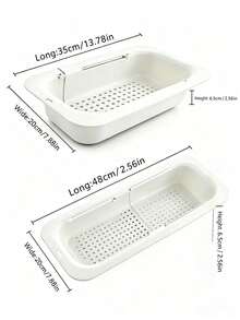 Expandable Storage Rack Draining Rack Household Kitchen Plastic Vegetable Washing Basin Sink Draining Basket Sink Organizer Rack Fruit Washing New Style - Milky White - View 5