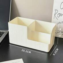 1pc Integrated Multi-Section Plastic Desktop Storage Box With Cute And Beautiful Pink Bow, Suitable For Desktop, Office Supplies, Pen Holder, Desktop Makeup Storage Box, Space-Saving - Multicolor - View 11