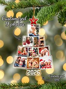 Personalized Family Photo Christmas Tree Ornament - Customized Name & Year Photo Frame, 2025 Edition Acrylic Keepsake, With Hanging Ring, Photo Display, Annual Holiday Decor Commemorative Gift, 2D Flat - Multicolor - View 8