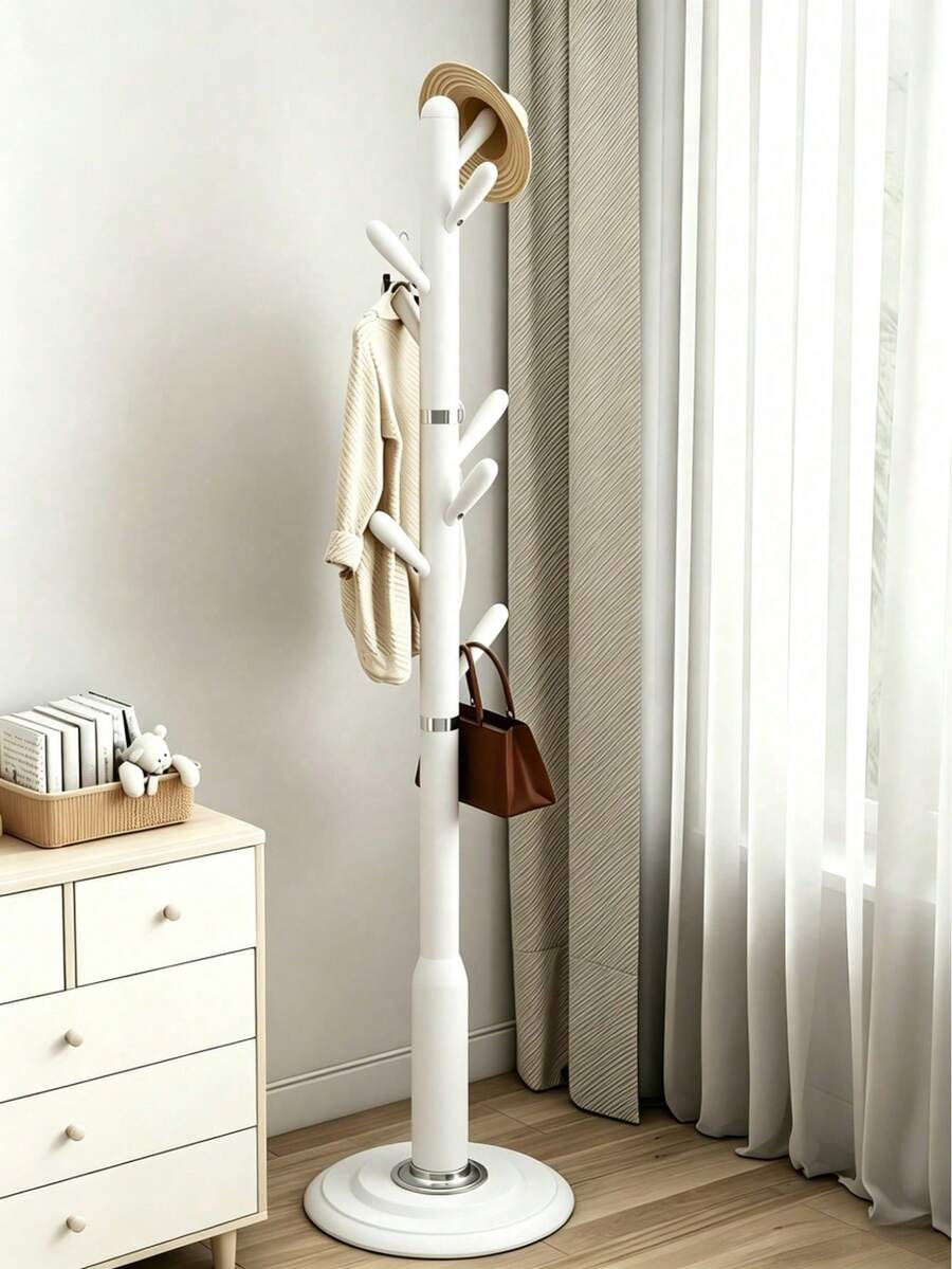Freestanding Coat Rack, Modern Tree Shape Coat Hanger With Multi Hooks, Heavy Duty Round Base, Space Saving Clothes Hat Bag Holder, Suitable For Entryway, Bedroom, Hallway - Multicolor - View 1