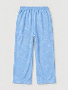 GRDR Men's Casual Drawstring Elastic Waist Loose Draped Lazy Wide Leg Long Pants - Dusty Blue - View 5