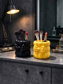 Creative 3D Printed Wave Bow Storage Tube, 3D Bubble Design With Delicate Texture, Sturdy And Durable, Can Store Makeup Tools And Pens, Multiple Colors Available, Suitable For Vanity And Desk, Cute Niche Gift Item - Multicolor - View 9