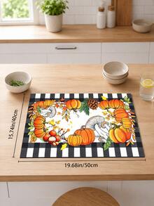 1pc Black & White Plaid Pumpkin Pattern Diatomaceous Earth Absorbent Drying Mat, Kitchen Countertop Draining Pad, Coffee Machine Mat, Bowl & Plate Drying Mat, Dining Table Breakfast Mat, Non-Slip Heat-Resistant Easy To Clean Hidden Water Stains, Suitable For Kitchen, Dining Table, Coffee Shop, Bar, Home Decor, Holiday Gift - Multicolor - View 13