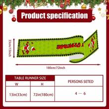 The Grinch 1 قطعة مفرش طاولة عيد الميلاد، ديكور طاولة العطلات الشتوية، عشاء عائلي احتفالي، حفلة بموضوع عيد الميلاد، ديكور طاولة ناعم للعطلات، مادة الكتان، مفرش طاولة كرتوني لعيد الميلاد، تجميل الطاولة، حماية سطح الطاولة - أخضر - مشاهدة 5
