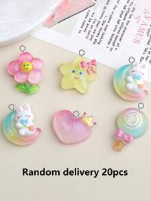 10/20pcs Resin Glow-In-The-Dark Cute Cartoon DIY Jewelry Accessories Earrings Necklace Pendants Doll Machine - Multicolor - View 7
