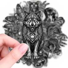 50pcs Black & White Gothic Dark PET Stickers, Diverse Designs, Enhance Thinking And Creative Action Ability, Art Supplies, Children Sticker Toys - Multicolor - View 8