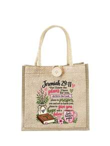 Tas Tangan Motif Ayat Alkitab, Tas Kanvas Motif Ayat Alkitab, Tas Kosmetik, Tas Penyimpanan, Tas Belanja, Tas Penyimpanan Multifungsi, Tas Belanja untuk Wanita Saleh, Kelompok Studi Alkitab, Pembaptisan, Natal, dan Ulang Tahun - MultiWarna - View 13