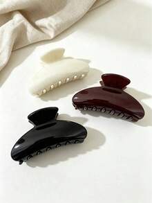 3/1pc Women's Large Hair Clips, Fashionable And Lightweight, Suitable For Bathing And Washing Face, Can Be Matched With Outfits - Multicolor - View 3