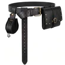 Viking Retro Pu Leather Waist Belt Medieval Flap Fanny Pack Drawstring Coin Purse Dice Bag For Renaissance Fairs LARP Cosplay Party - A - View 11